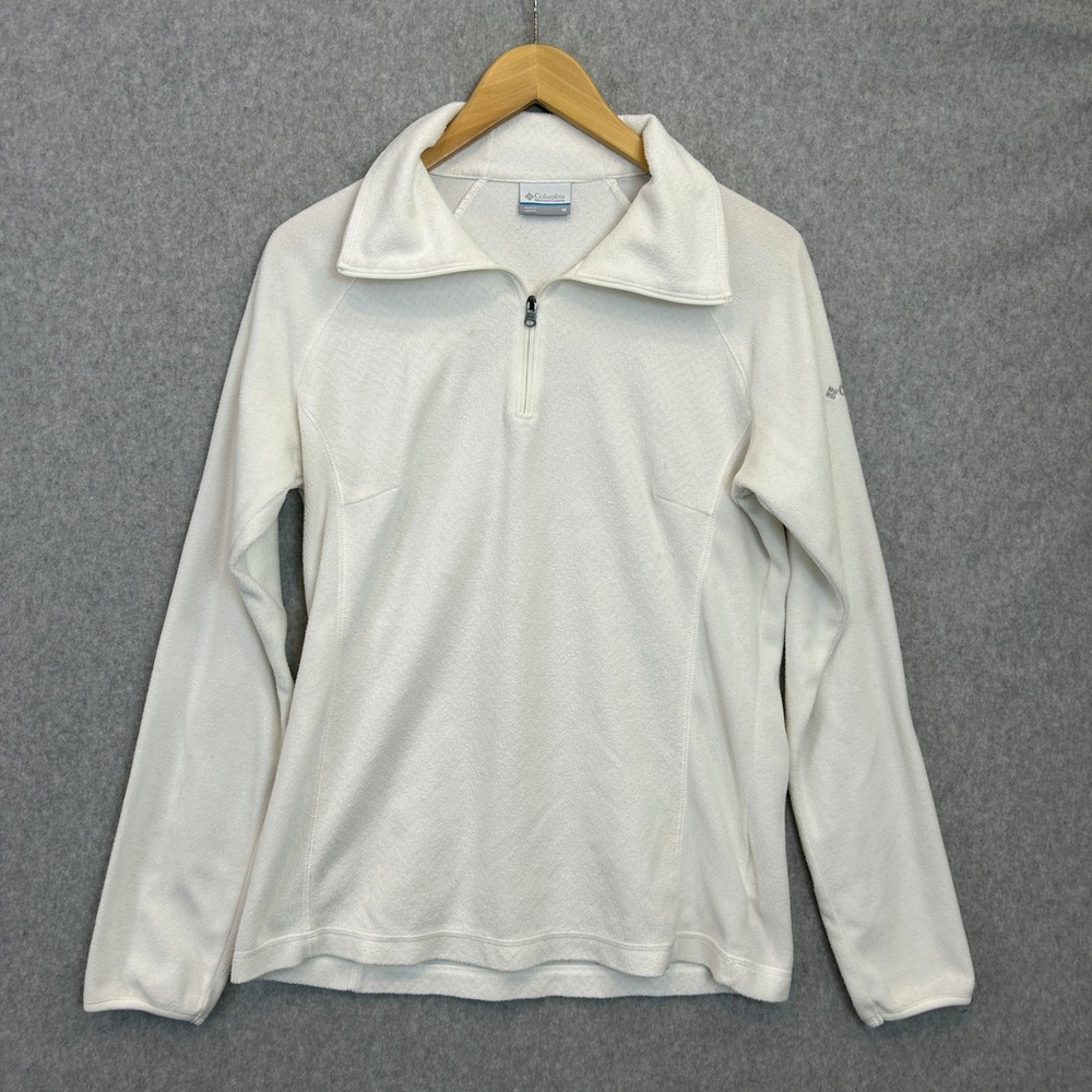 Columbia Fleece Pullover White 1/4 Zip Long Sleeve Gorpcore Winter Womens Medium
